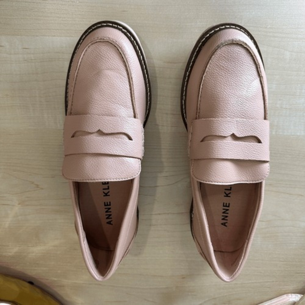 ANNE KLEIN Akelia Penny Loafers Pink Lug Sole Platform ELIA01F9 Size 6M - Picture 4 of 8